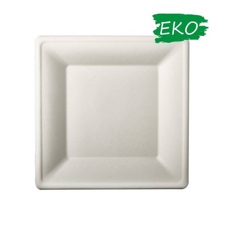 Talerz kwad. z trzciny cukrowej 20cm 50 szt