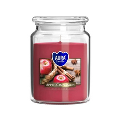 Duża świeca w szkle z wieczkiem 1 szt. jabł.-cyna.