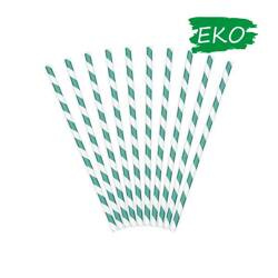 Słomki papierowe 19,5cm 10 szt. turk.-białe paski