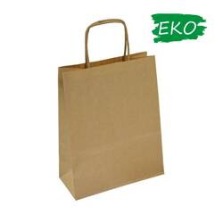 Torba pap. z uchwyt. 180x80x225mm 25 szt. brąz
