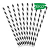 Słomki papierowe 19,5cm 250 szt czarno-białe paski