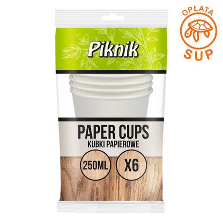 Kubek papierowy 250ml (fi80) 1W 6 szt. biały