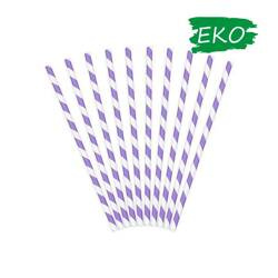 Słomki papierowe 19,5cm 10 szt. lilio.-białe paski