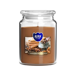 Duża świeca w szkle z wieczkiem 1 szt. cyn.-goźdz.