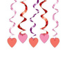 Świderki Serca 61cm 15 szt. czerwone/różowe