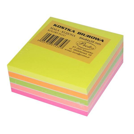 PROTOS Kostka biurowa klejona 84x84x35mm fluo