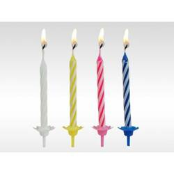 Świeczki urodzinowe 24 szt + 12 podstawek kolorowe