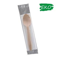 Łyżka drewniana + serwetka w folii 350 szt.