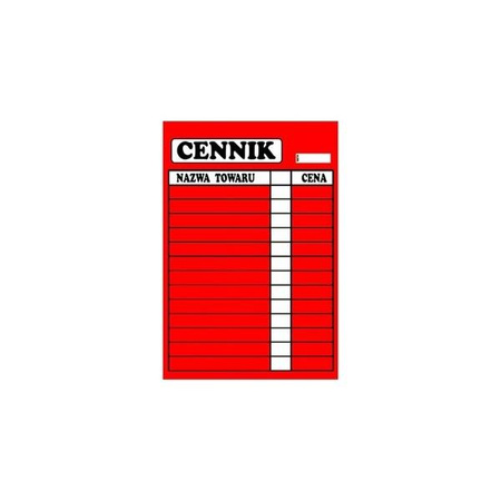 Cennik laminowany A3 40x28cm różne kolory