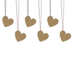 Zawieszki do prezentów Serca 5x4,5cm 6 szt brązowe