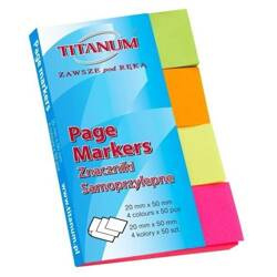 TITANUM Znaczniki samoprzylepne 4 kolory x 50 szt.