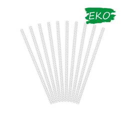 Słomki papierowe 19,5cm 10 szt. sre.-białe chevron