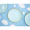 Talerz papierowy 18cm 6 szt. niebieski ze zł. pas.