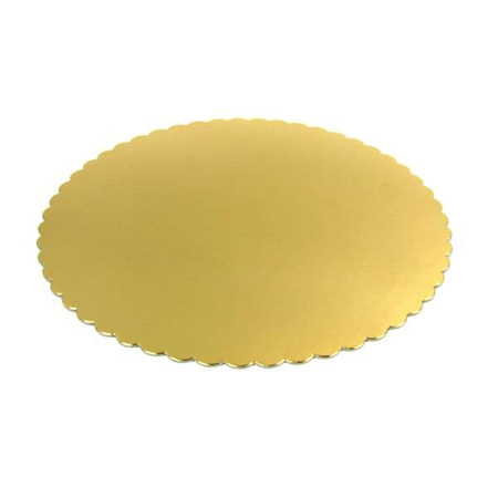 Krążek pod tort 20cm karbowany 50 szt złoty