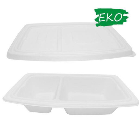 Pojemnik 2-dzielny z wieczkiem 700ml 25szt trzcina
