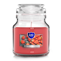 Mała świeca w szkle z wieczkiem 1 szt. Truskawawka