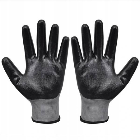 Rękawice robocze M-8 nylon+nitryl 12par czar/sz/b