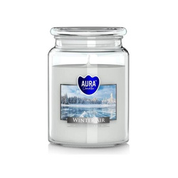 Duża świeca w szkle z wieczkiem 1 szt. zimowe pow.