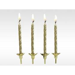 Świeczki urodzinowe 6 szt. + 6 podstawek złote