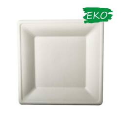 Talerz kwad. z trzciny cukrowej 26cm 50 szt