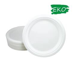 Talerz okrągły z trzciny cukrowej 23x23cm 50 szt.