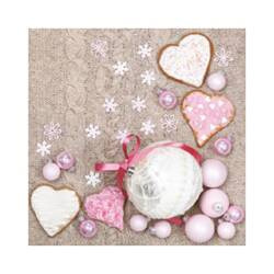 DAISY Serwetki White & Pink Baubl. 33x33cm 20 szt.