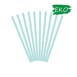 Słomki papierowe 19,5cm 10 szt. błęk.-białe kropki