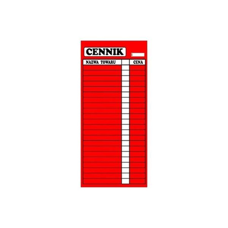 Cennik laminowany 2xA4 50x21cm różne kolory