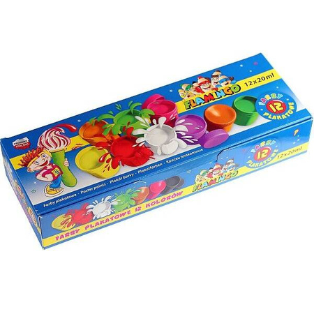 FLAMINGO Farby plakatowe 12 kolorów x 20ml