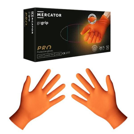 GOGRIP Rękawice nitrylowe grube M 50 szt. pomarań.