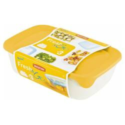FRESH&GO Pojemniki na żywność 2+1+0,5L żółte