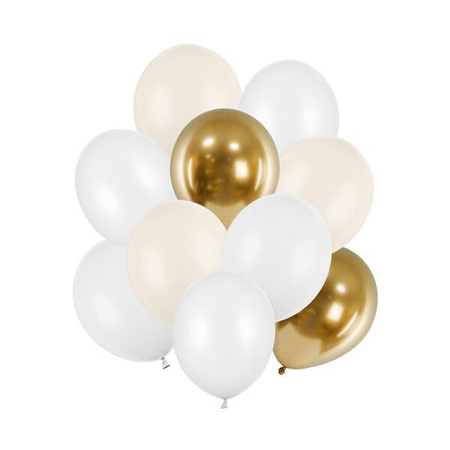 Zestaw balonów 27-30cm 10 szt. mix (beż/złot/biał)