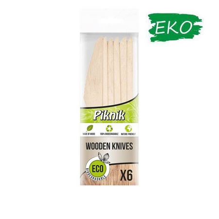 PIKNIK EKO Noż drewniany 6 szt.