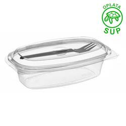 Pojemnik owalny z widelcem 350ml PET 400 szt.