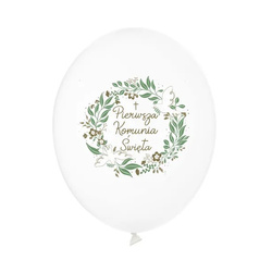 Balon Pierwsza Komunia Święta 30cm 6 szt. biały