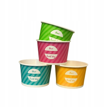 Pojemnik papierowy do lodów 130ml 50 szt. mix kol.