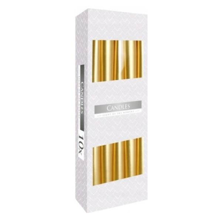 Świeca stożkowa metalik 10 szt. złota