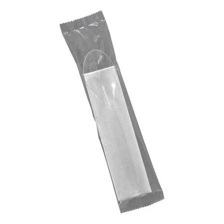 Łyżka transparentna REUSE +serwetka w folii 350szt