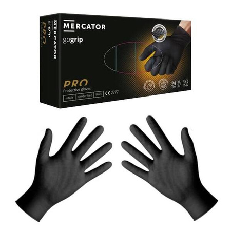 GOGRIP Rękawice nitrylowe grube M 50 szt. czarne