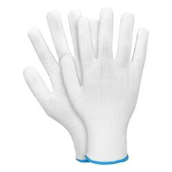Rękawice robocze L-9 poliester+poliu. 12 par białe