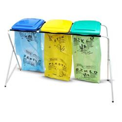 Stelaż na worki śmieciowe potrójny stojący