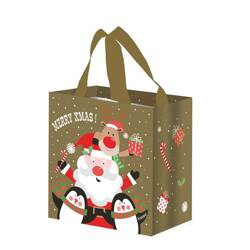 Torba Mini Mikołaj z Renif. 25x15x27cm 10L złota