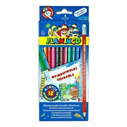 FLAMINGO Kredki wymazywalne 12 kolorów
