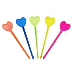 Wykałaczki plastik. Serca 8,5cm 250 szt. kolorowe