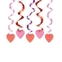 Świderki Serca 61cm 15 szt. czerwone/różowe