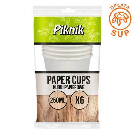 Kubek papierowy 250ml (fi80) 1W 6 szt. biały